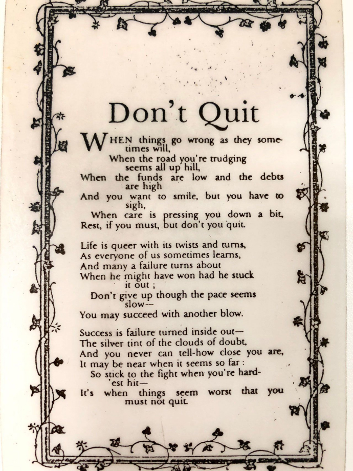 Don’t Quit” by John Greenleaf Whittier