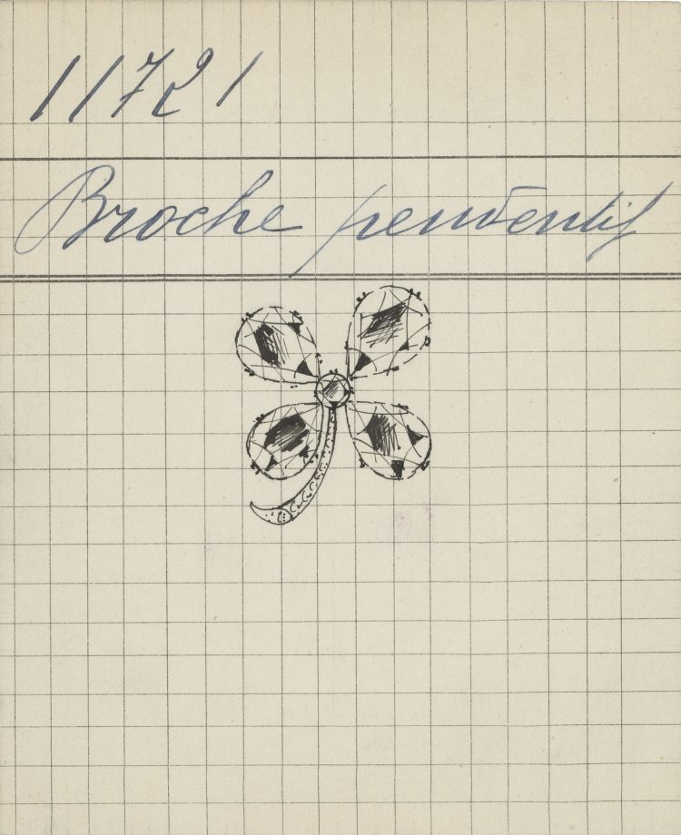 Product card of a Clover pendant brooch, 1919 