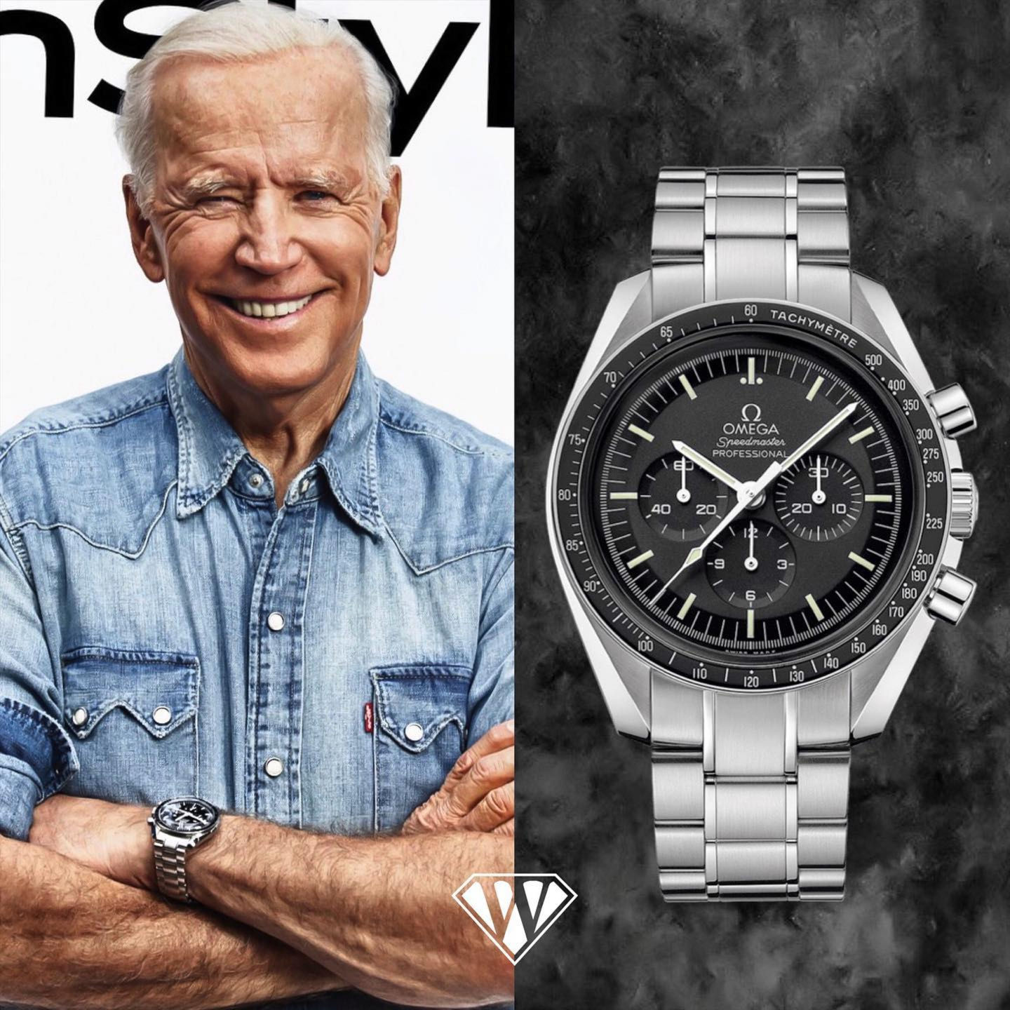 Joe Biden wearing an Omega Speedmaster in 2021.