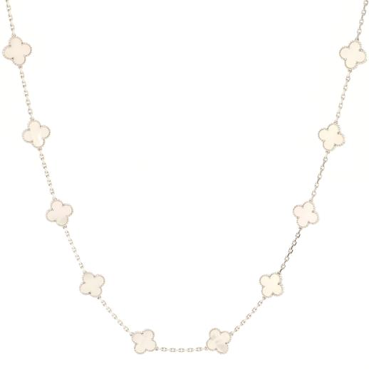 Van Cleef & Arpels Vintage Alhambra 20 Motifs Necklace 18K White Gold and Mother of Pearl