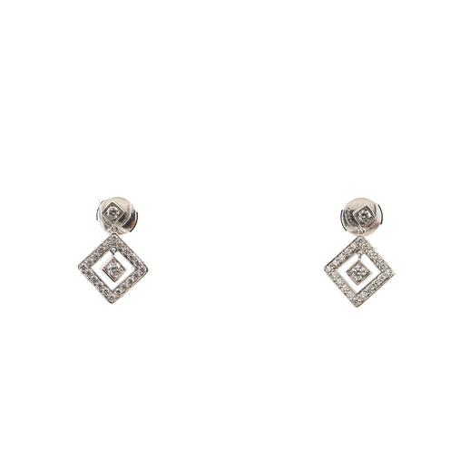 Tiffany & Co. Platinum and Diamond Open Square Drop Earrings