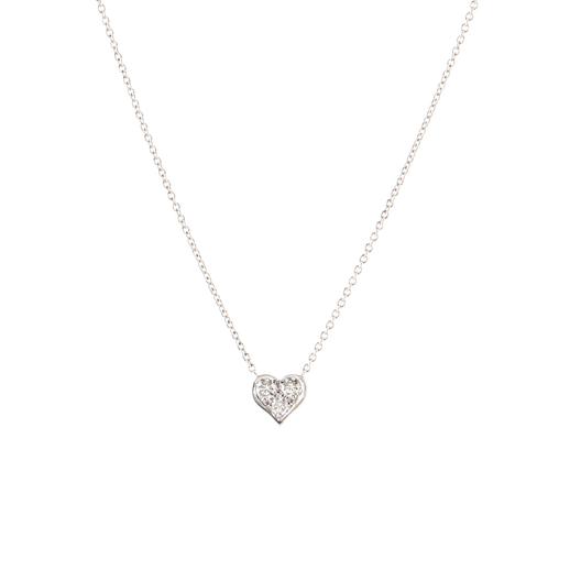Tiffany & Co. Heart 3 Diamond Platinum Pendant Necklace