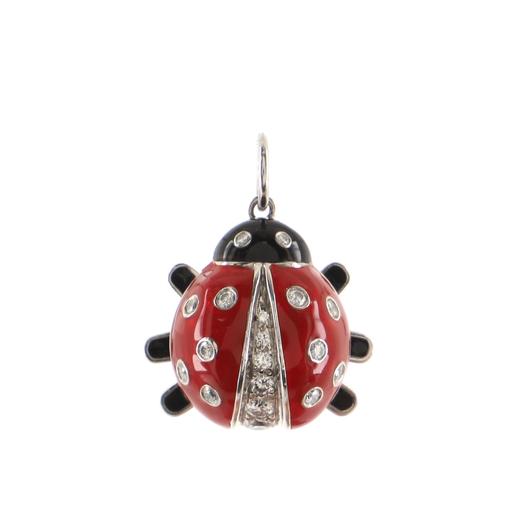 Ladybug Pendant Pendant & Charms Platinum with Enamel and Diamonds