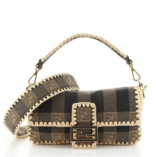 Baguette NM Bag Pequin Canvas with Raffia Medium