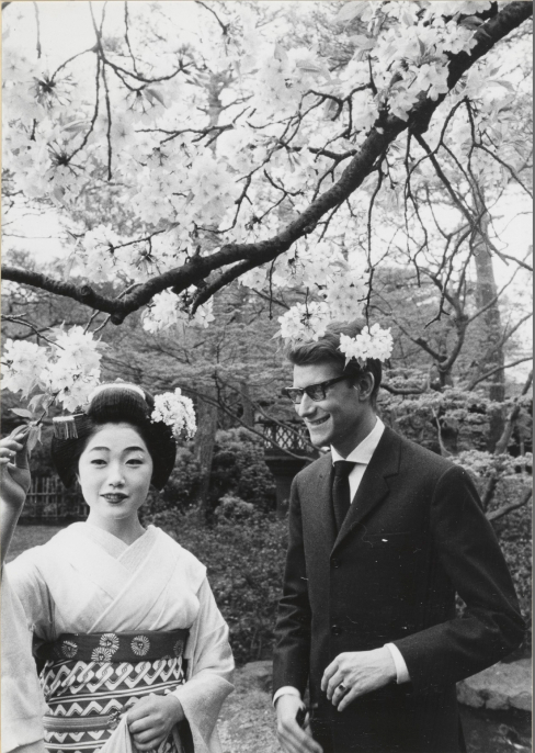 Yves Saint Laurent on his first visit to Japan in 1963