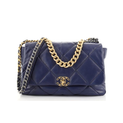 Chanel 19 Shoulder Bag in Navy Blue Jersey Canvas