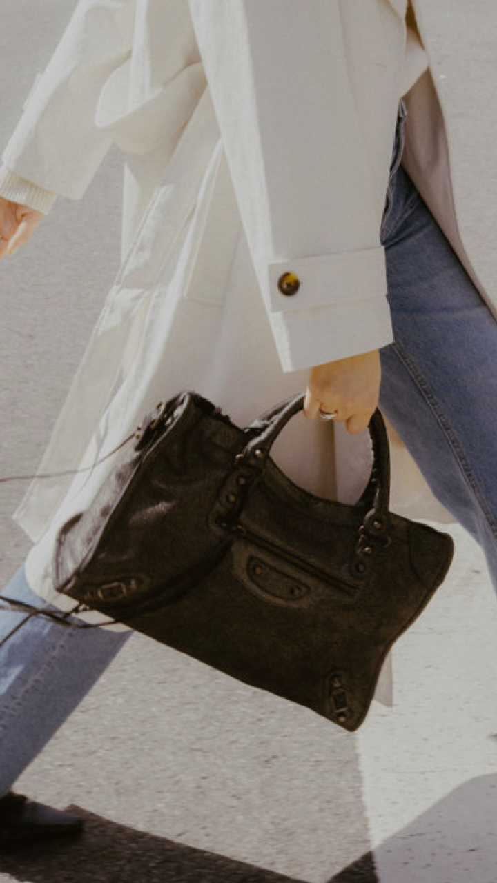 Balenciaga Classic Suede City Bag in Black