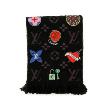 Louis Vuitton Logomania Silk Stories Wool Scarf