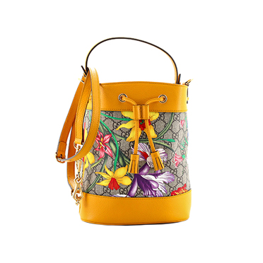 Gucci Ophidia Bucket Bag Flora GG Coated Canvas and Leather Smal