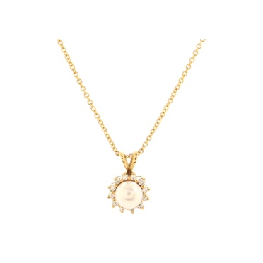 Tiffany & Co.Signature Pendant Necklace 18K Yellow Gold and Akoya Pearl