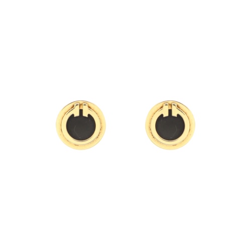 Tiffany & Co. T Circle Stud Earrings 18K Yellow Gold and Onyx