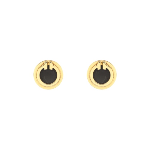 Tiffany & Co. T Circle Stud Earrings 18K Yellow Gold and Onyx