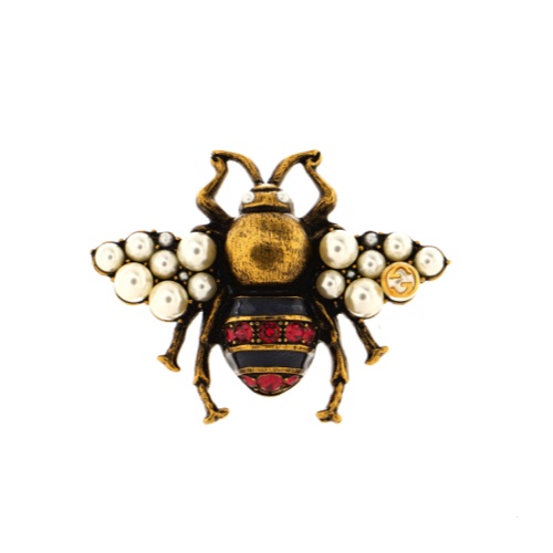 Gucci Bee Brooch Metal with Crystal and Faux Pearls