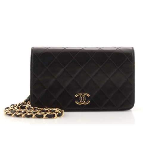 Chanel Vintage Full Flap Bag Quilted Lambskin Mini