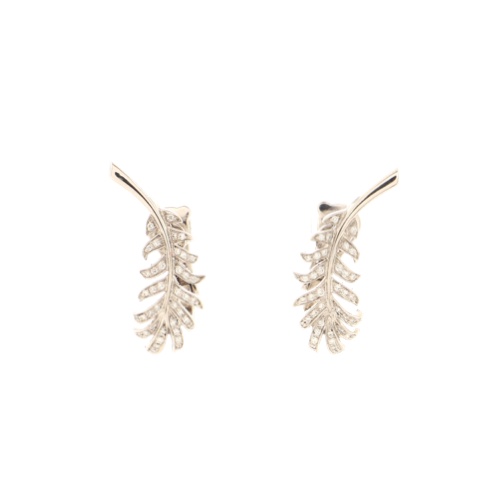 Chanel Plume De Chanel Earrings 18K White Gold with Diamonds