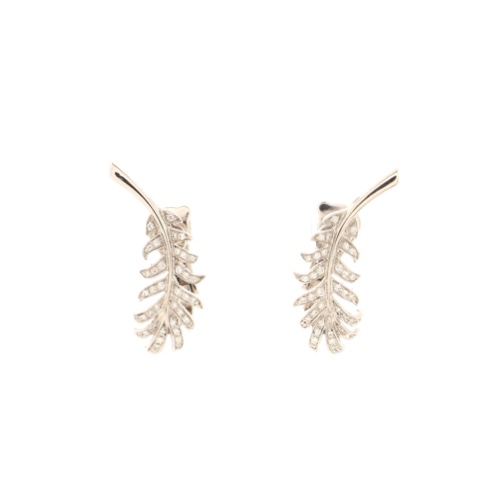 Chanel Plume De Chanel Pearl Diamond White Gold Earrings