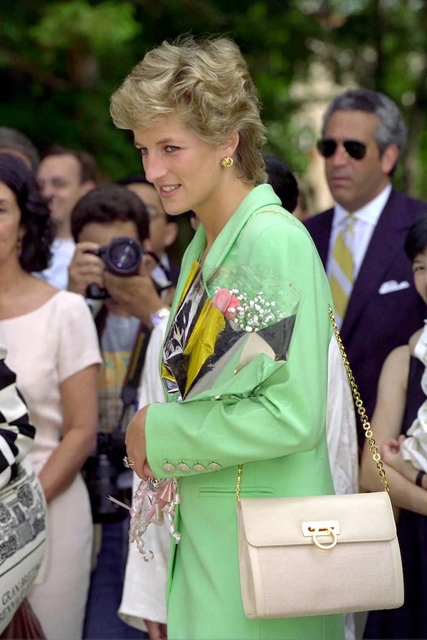 Princess Diana Carrying Her Lady D Salvatore Ferragamo Bag, Princess Diana  Has 2 Handbags Named After Her — and They're Still Being Sold Today