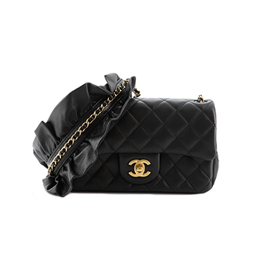 Bonhams : Chanel Mini Sac Lipstick and Mirror En Satin Noir