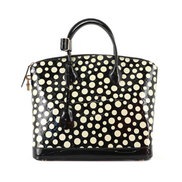 LOUIS VUITTON Limited Yayoi Kusama Black Vernis White Dots Lockit MM H