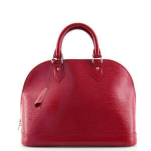 Louis Vuitton Alma Bb EPI Leather Satchel Crossbody Bag Red