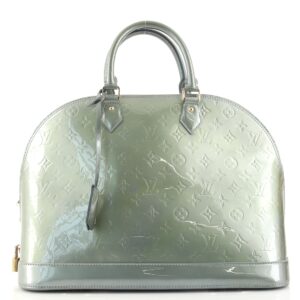 LOUIS VUITTON Alma Size BB Monogram Vernis Leather Argent M90484