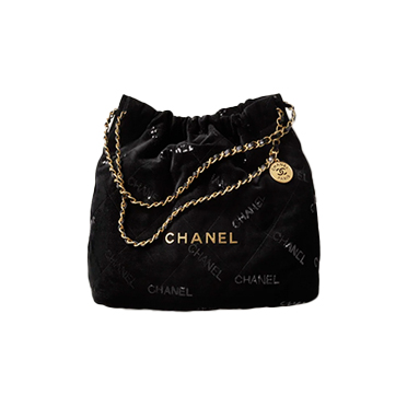 Chanel Black Velvet Sequins Chanel 22 Tote Bag