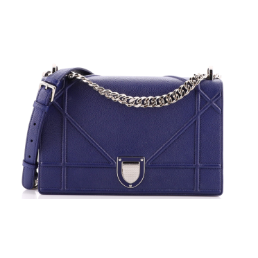 CHRISTIAN DIOR Handbag - Blue Calfskin Leather Diorama Bag