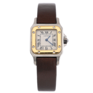 Product image of a Cartier Santos de Cartier Galbee Quartz Watch Stainless Steel and Yellow Gold with Satin 24 