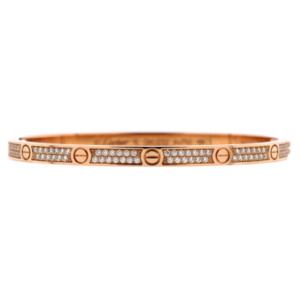 Product image of a Cartier Love Bracelet 18K Rose Gold with Pave Diamonds Small 