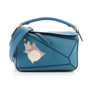 Product image of a blue Loewe Spirited Away Susuwatari Puzzle Bag Printed Leather Small