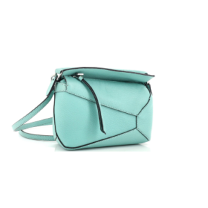 Product image of a mint green Loewe Puzzle Bag Leather Mini