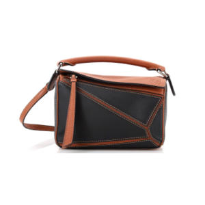 Product image of a brown and black Loewe Puzzle Bag Leather Mini