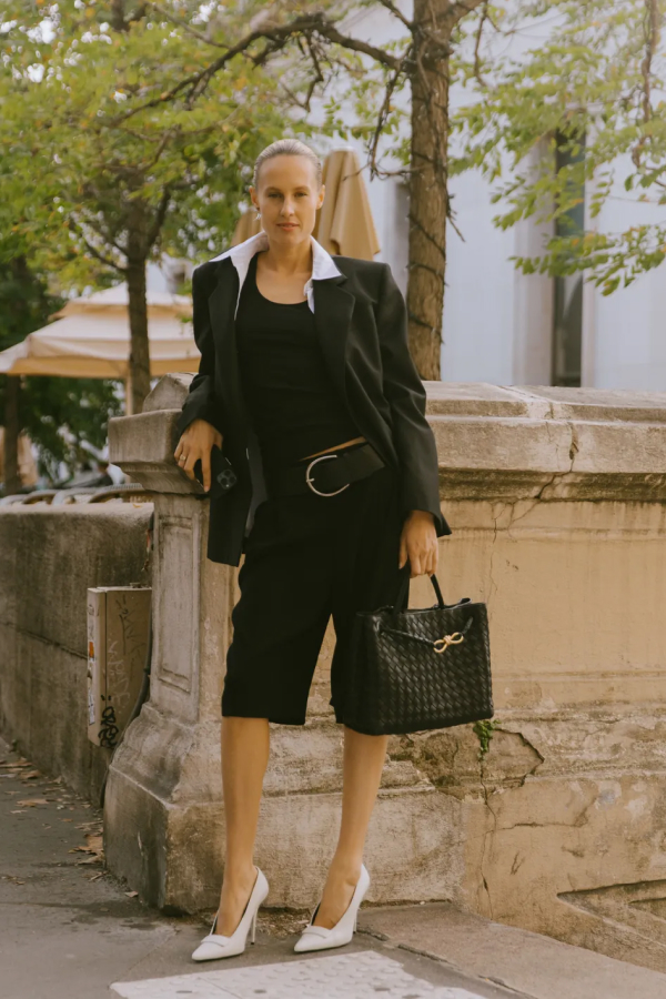 Fashion Week Guest seen wearing a full pink Louis Vuitton Look